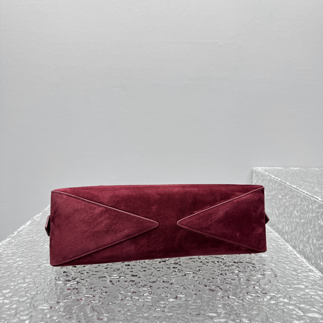 ALAIA Suede Goatskin Medium Le Teckel Bag Rouge Grenat