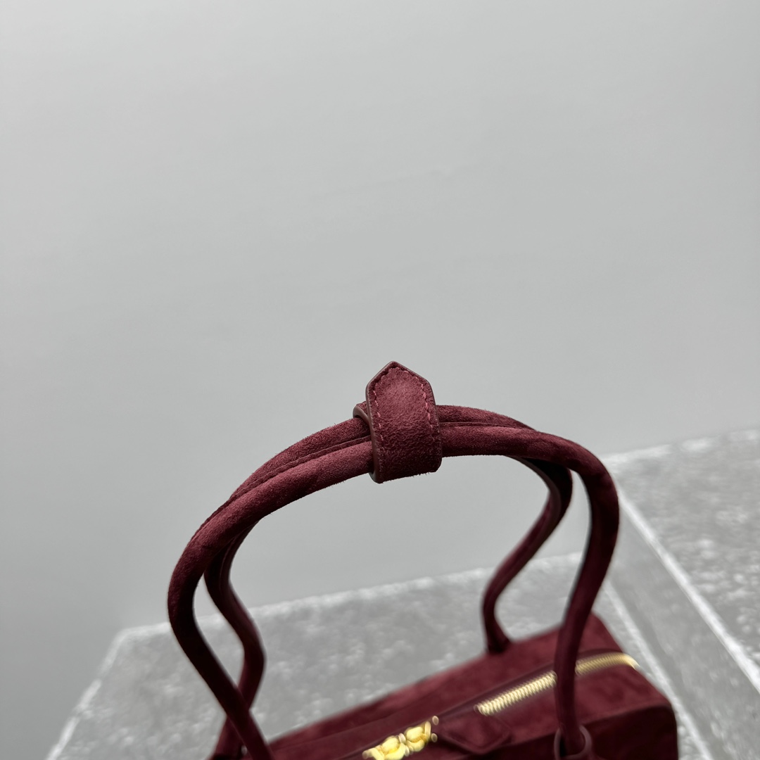 ALAIA Suede Goatskin Medium Le Teckel Bag Rouge Grenat