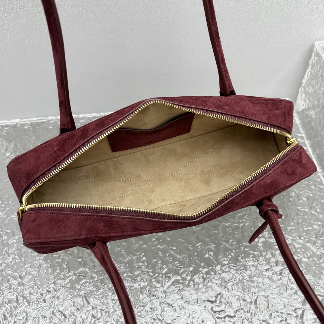 ALAIA Suede Goatskin Medium Le Teckel Bag Rouge Grenat