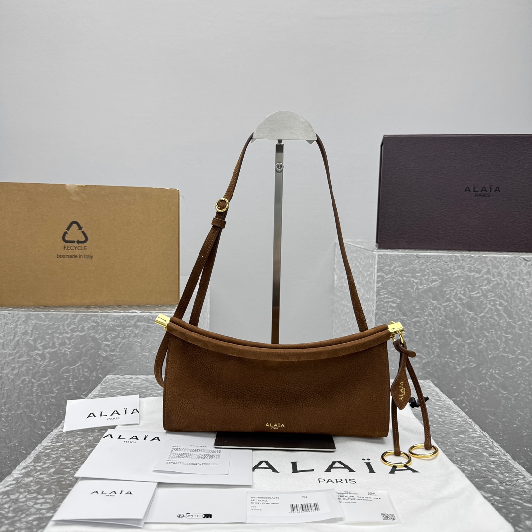Alaïa East West M Brown Nubuck Leather Bag