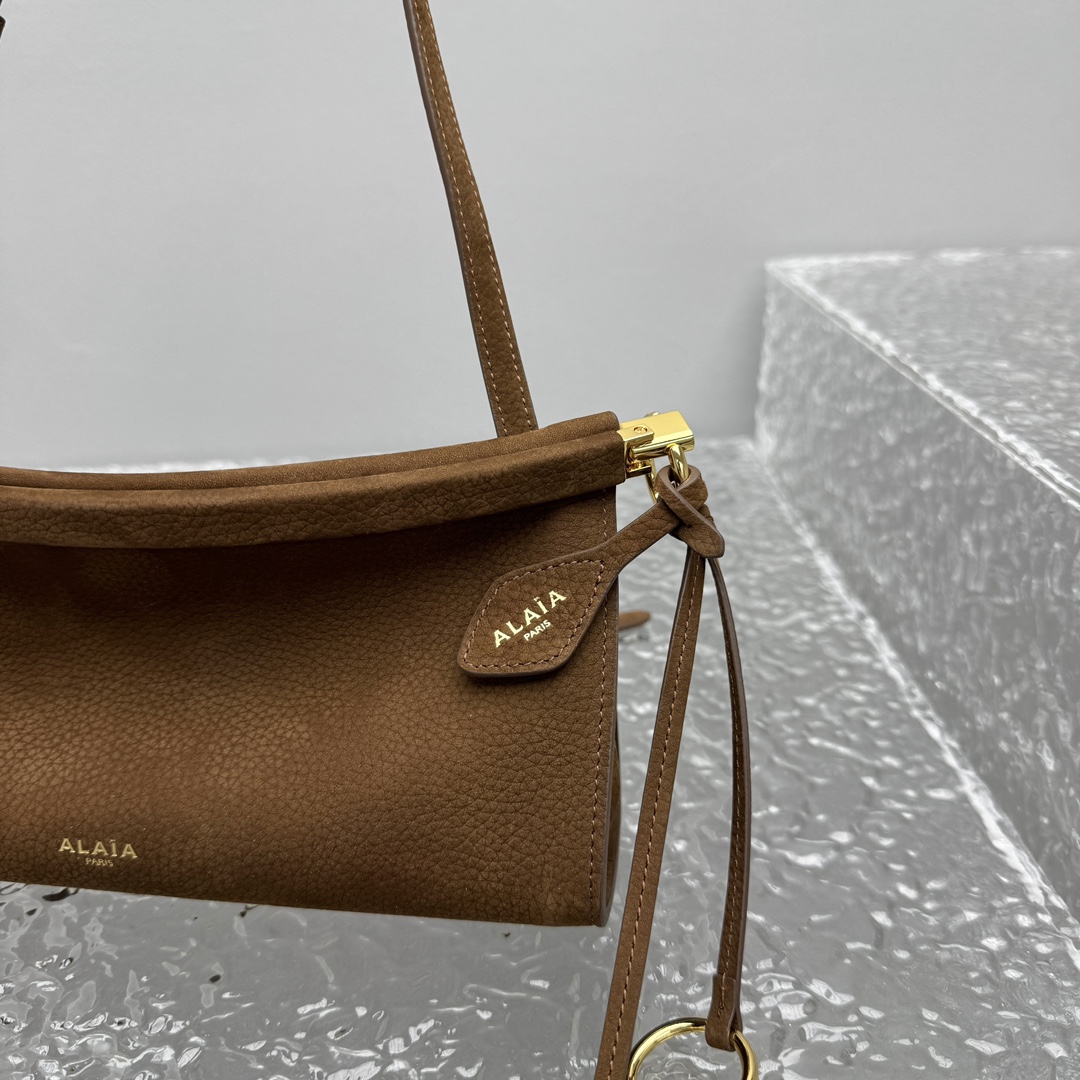Alaïa East West M Brown Nubuck Leather Bag
