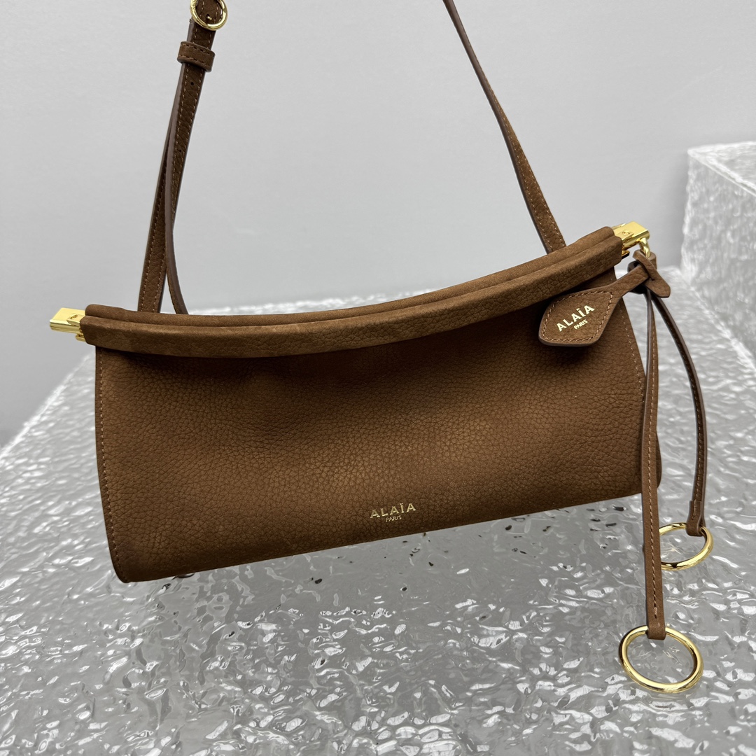 Alaïa East West M Brown Nubuck Leather Bag