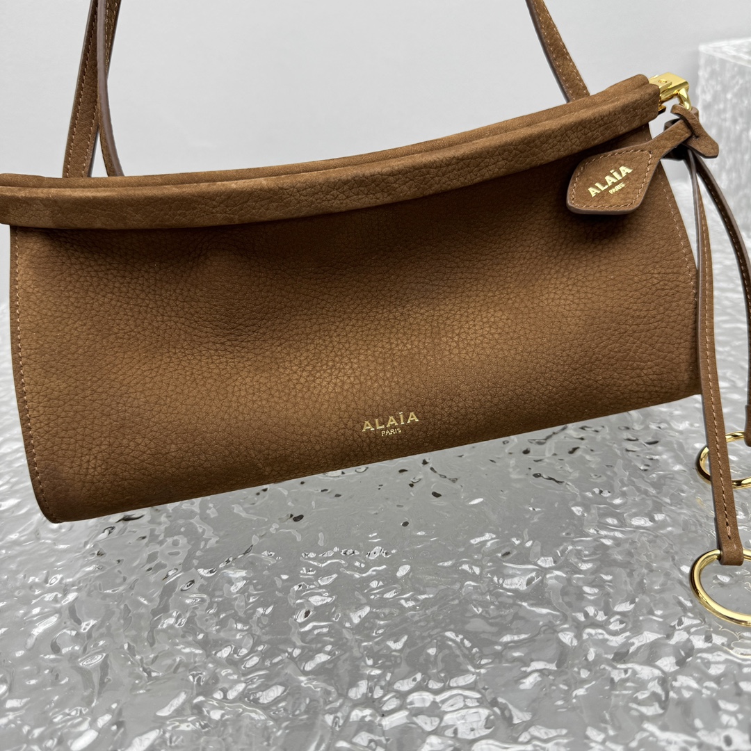Alaïa East West M Brown Nubuck Leather Bag