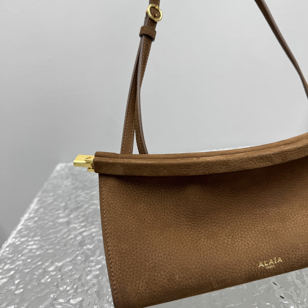 Alaïa East West M Brown Nubuck Leather Bag
