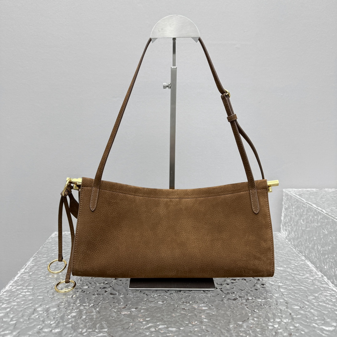 ALAIA Nubuck Medium Le Click East West Bag Umber 1621147