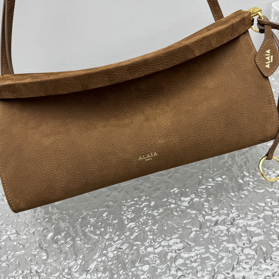 ALAIA Nubuck Medium Le Click East West Bag Umber 1621147