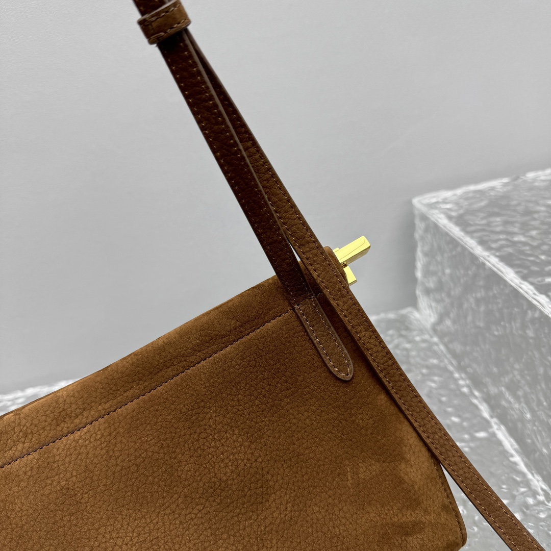 ALAIA Nubuck Medium Le Click East West Bag Umber 1621147