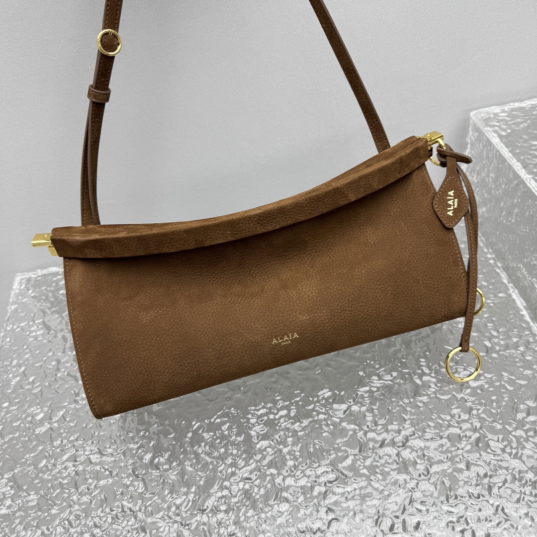 ALAIA Nubuck Medium Le Click East West Bag Umber 1621147