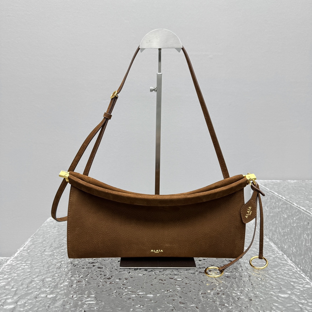 ALAIA Nubuck Medium Le Click East West Bag Umber 1621147