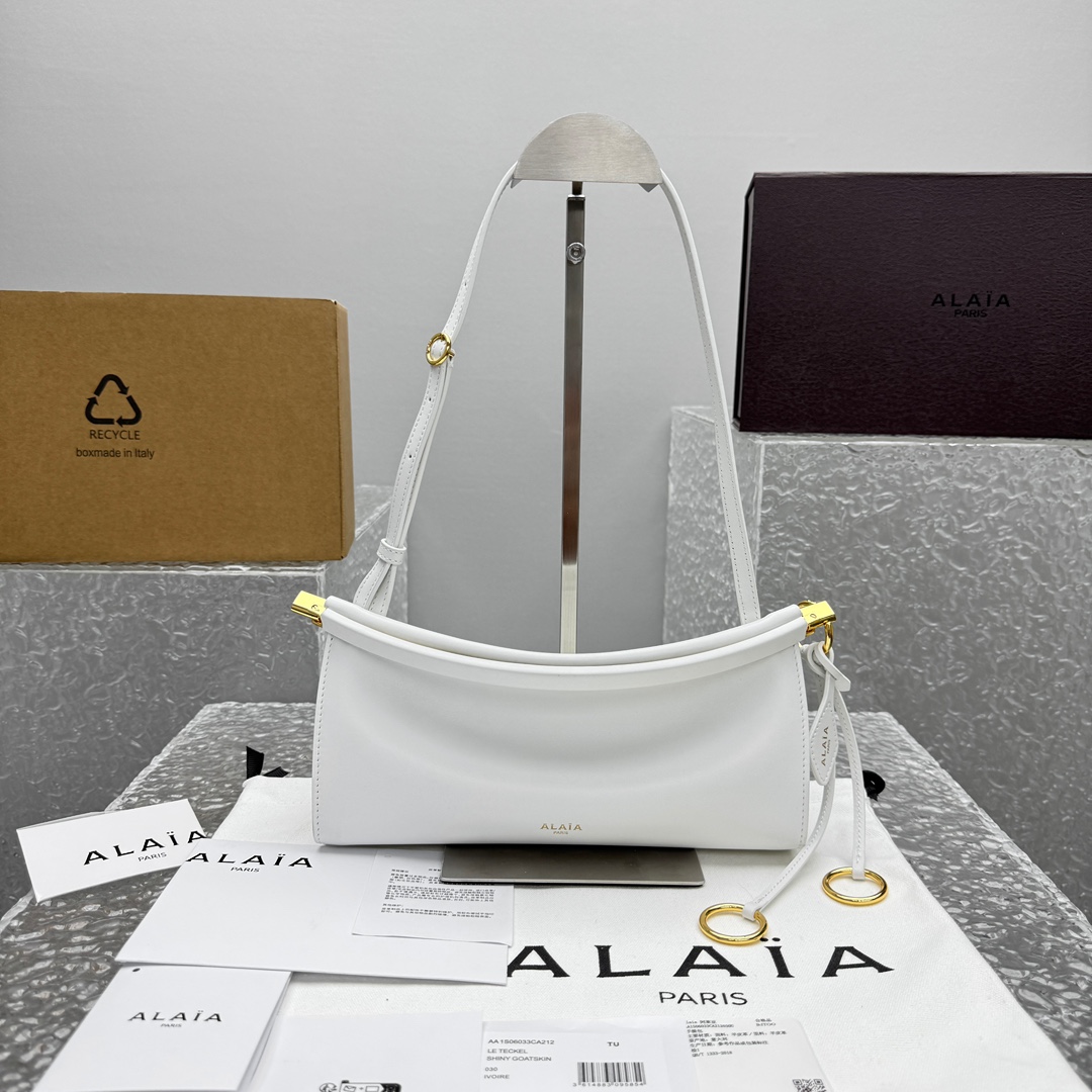 Alaïa East West S Shoulder Bag in White  Alaia002514