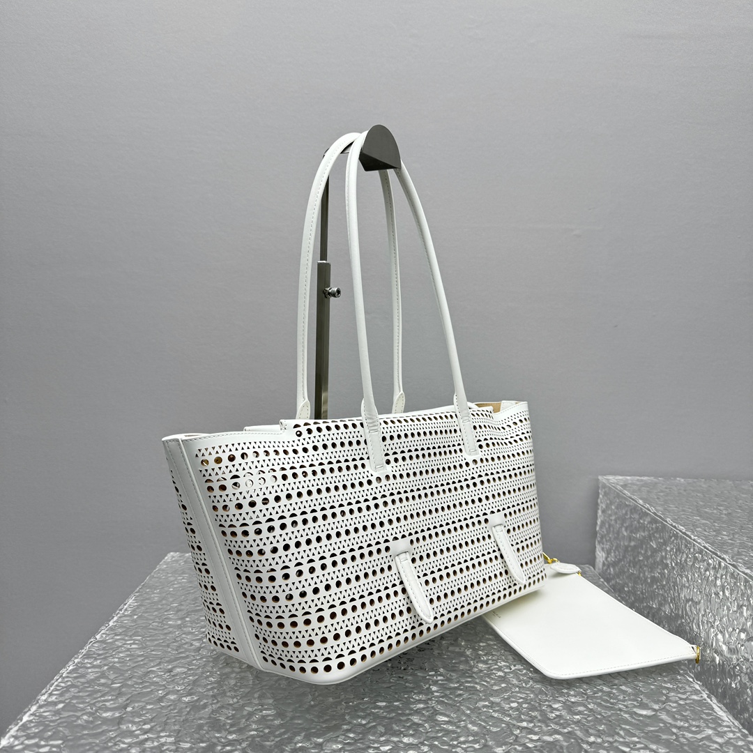 Alaïa Neo Mina 20 Leather top Handle bag - White