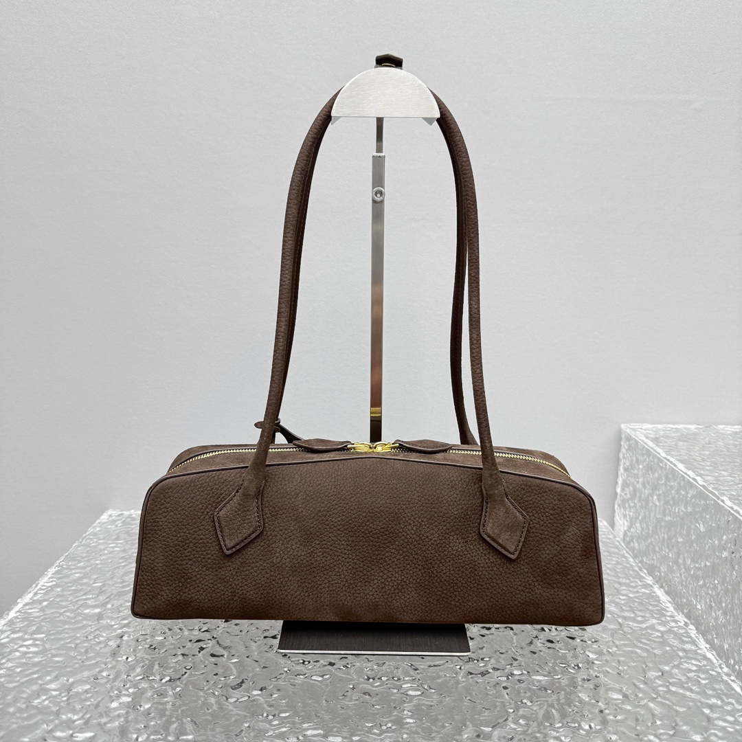Alaïa Medium Le Teckel Suede Shoulder Bag - brown Alaia00499