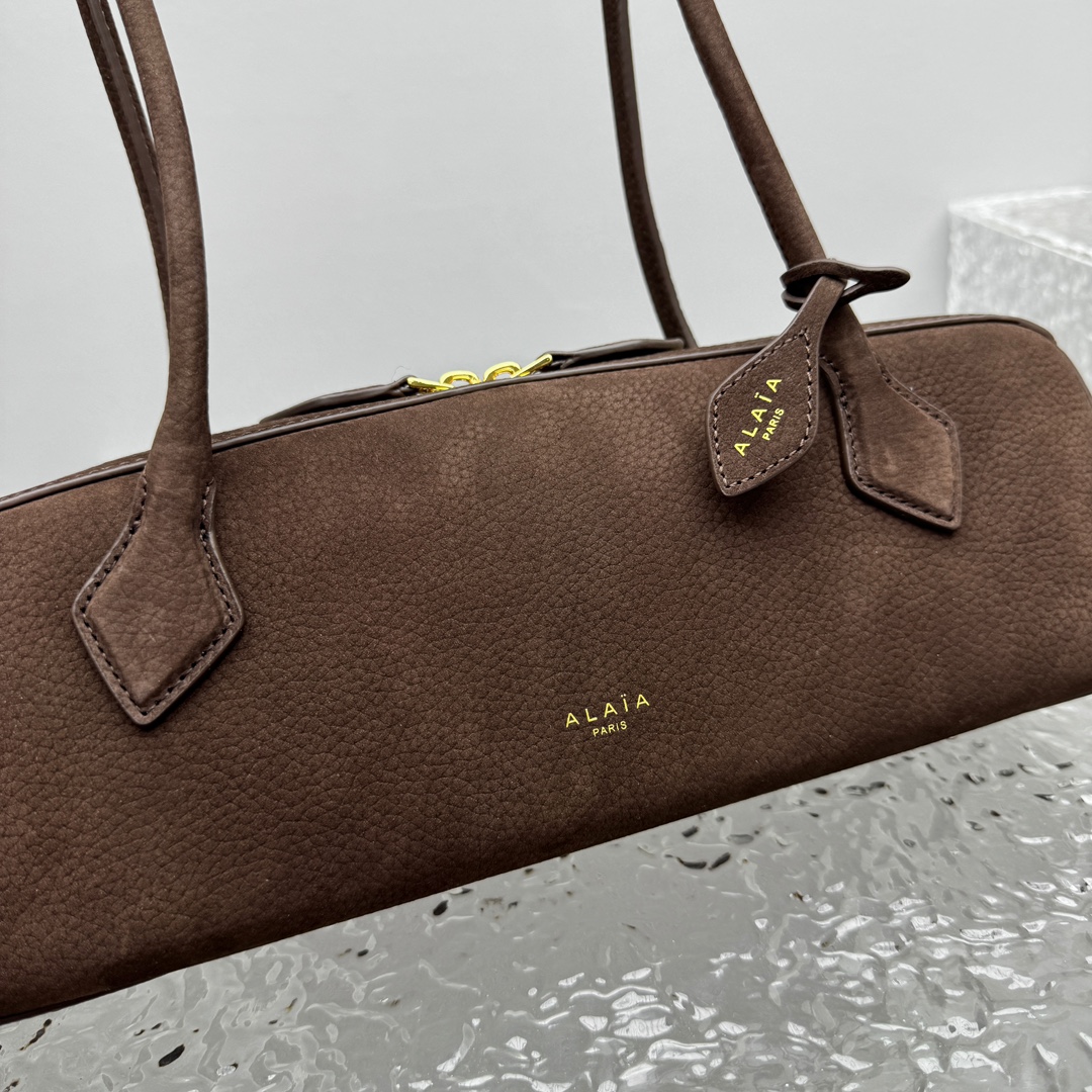Alaïa Medium Le Teckel Suede Shoulder Bag - brown Alaia00499