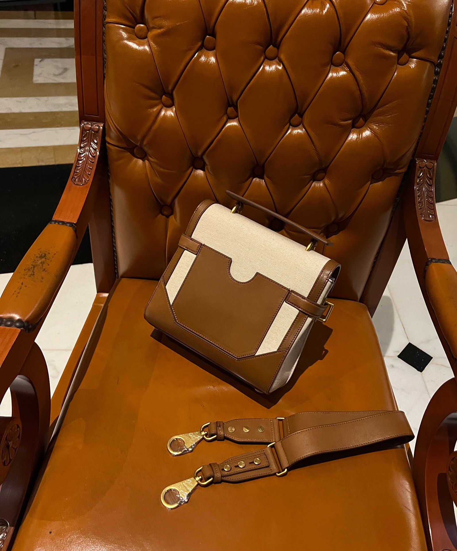Balmain logo-plaque leather-trimmed Satchel | Neutrals BALMAIN 00009