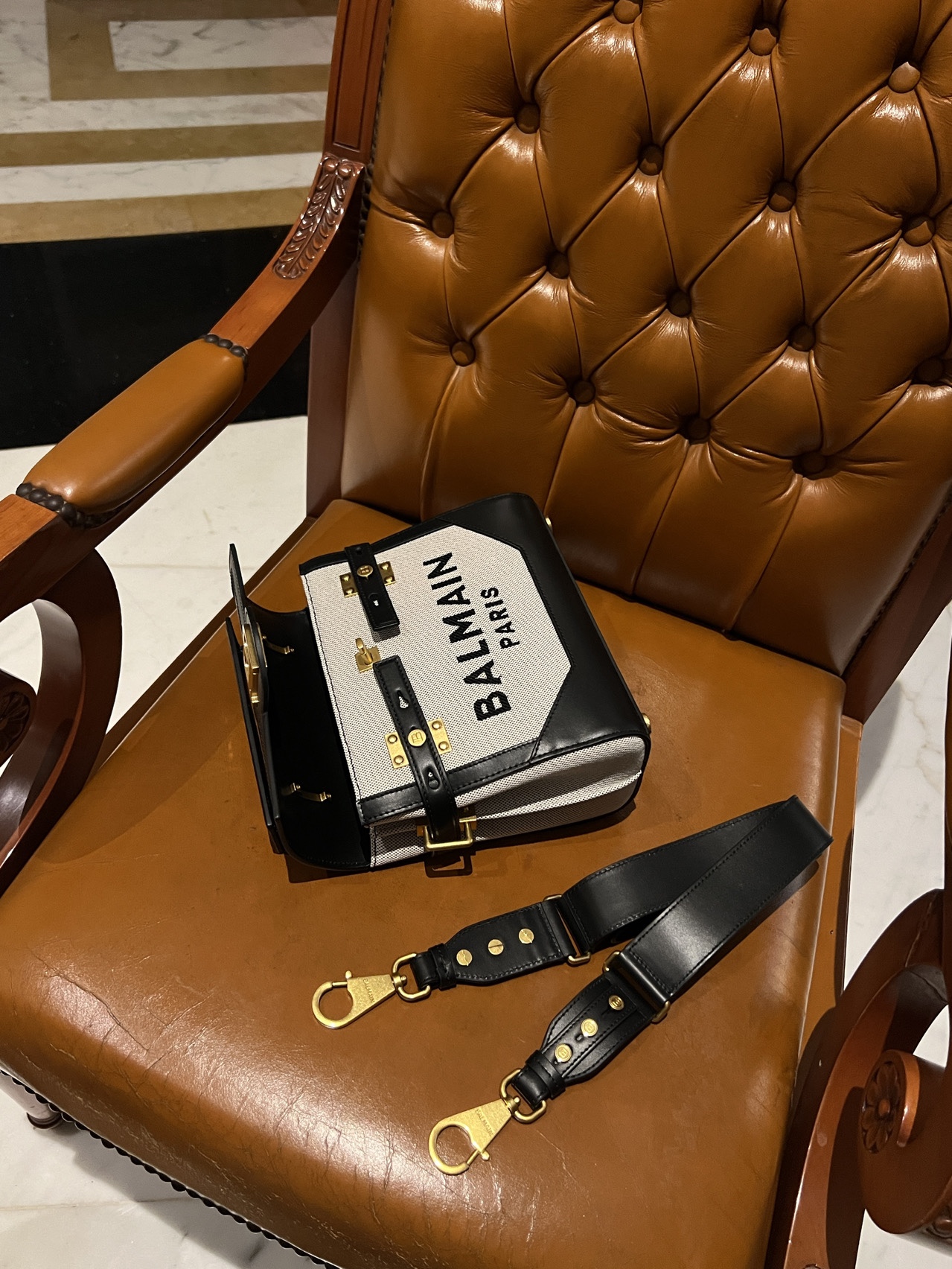 B-Buzz 23 Crossbody - Balmain - Canvas - Black Cloth ref.1084394