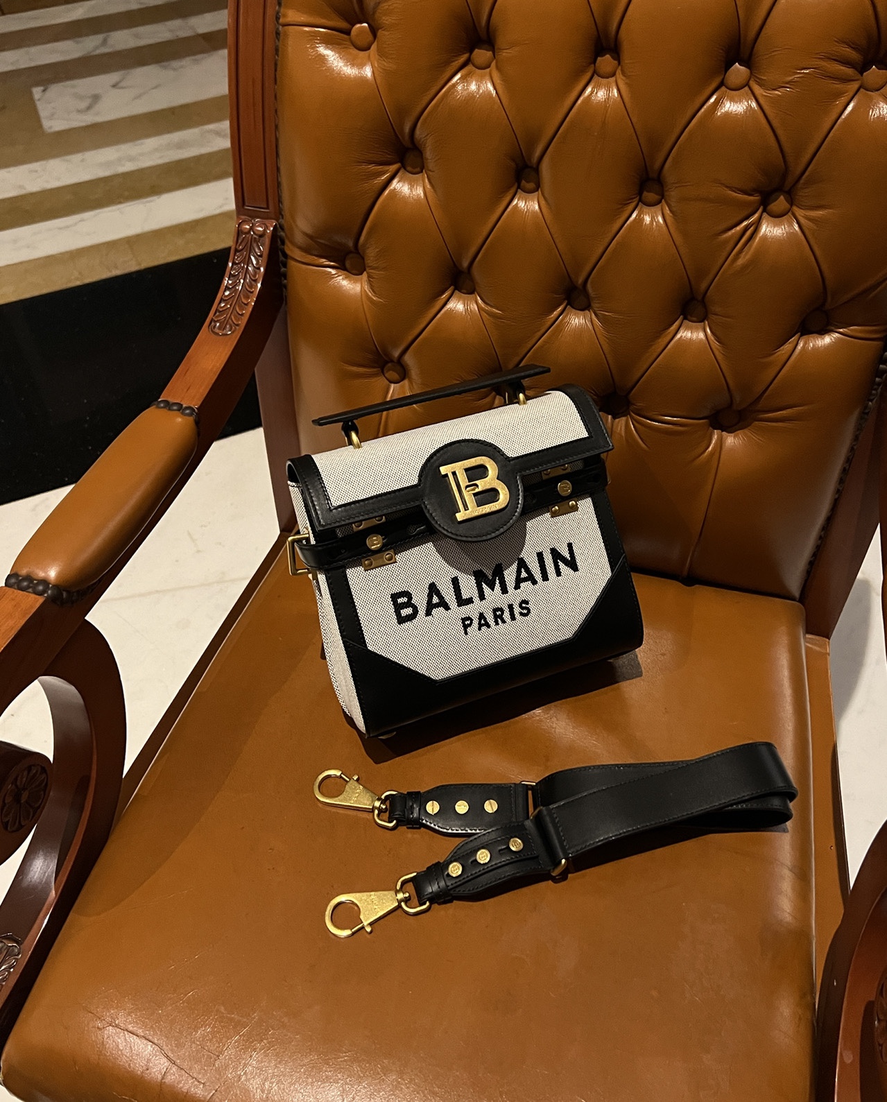 B-Buzz 23 Crossbody - Balmain - Canvas - Black Cloth ref.1084394