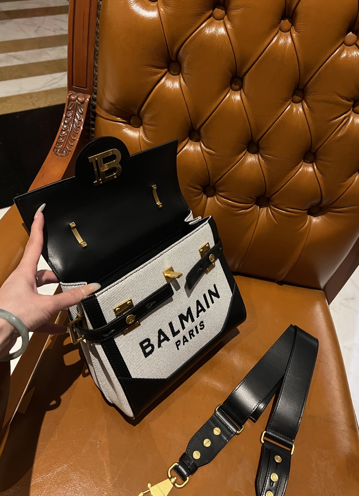 B-Buzz 23 Crossbody - Balmain - Canvas - Black Cloth ref.1084394