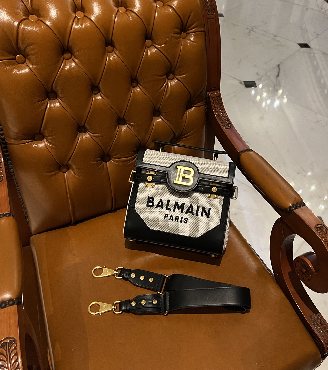 B-Buzz 23 Crossbody – Balmain – Canvas – Black Cloth ref.1084394