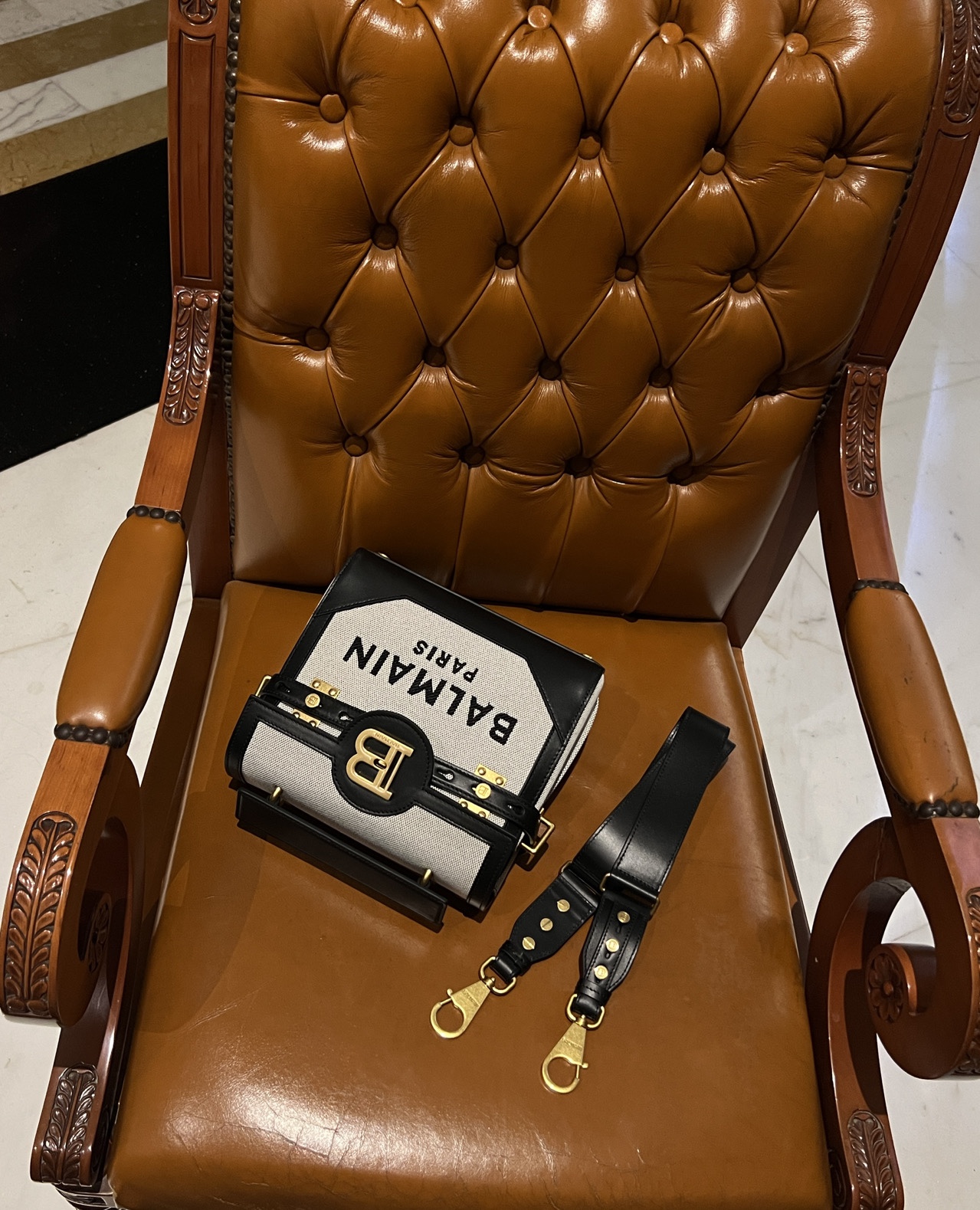 B-Buzz 23 Crossbody - Balmain - Canvas - Black Cloth ref.1084394
