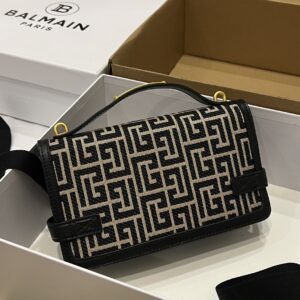 B-Buzz Shoulder 24 Purse - Balmain - Cotton - Ivory/Black ref.1752092 -  BALMAIN 00029