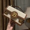 Balmain Brown B-Buzz 24 Shoulder Bag in Canvas &BALMAIN 00039