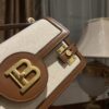 Balmain Brown B-Buzz 24 Shoulder Bag in Canvas &BALMAIN 00039