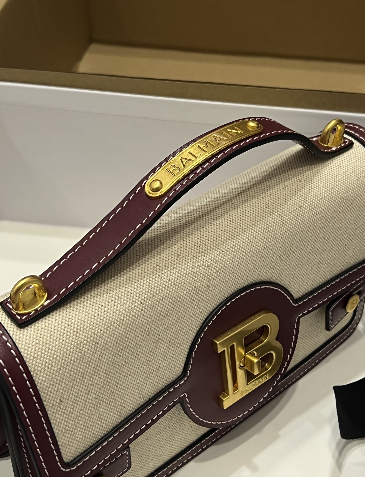 bag BALMAIN Women B Buzz 24 Canvas and Leather Bag
