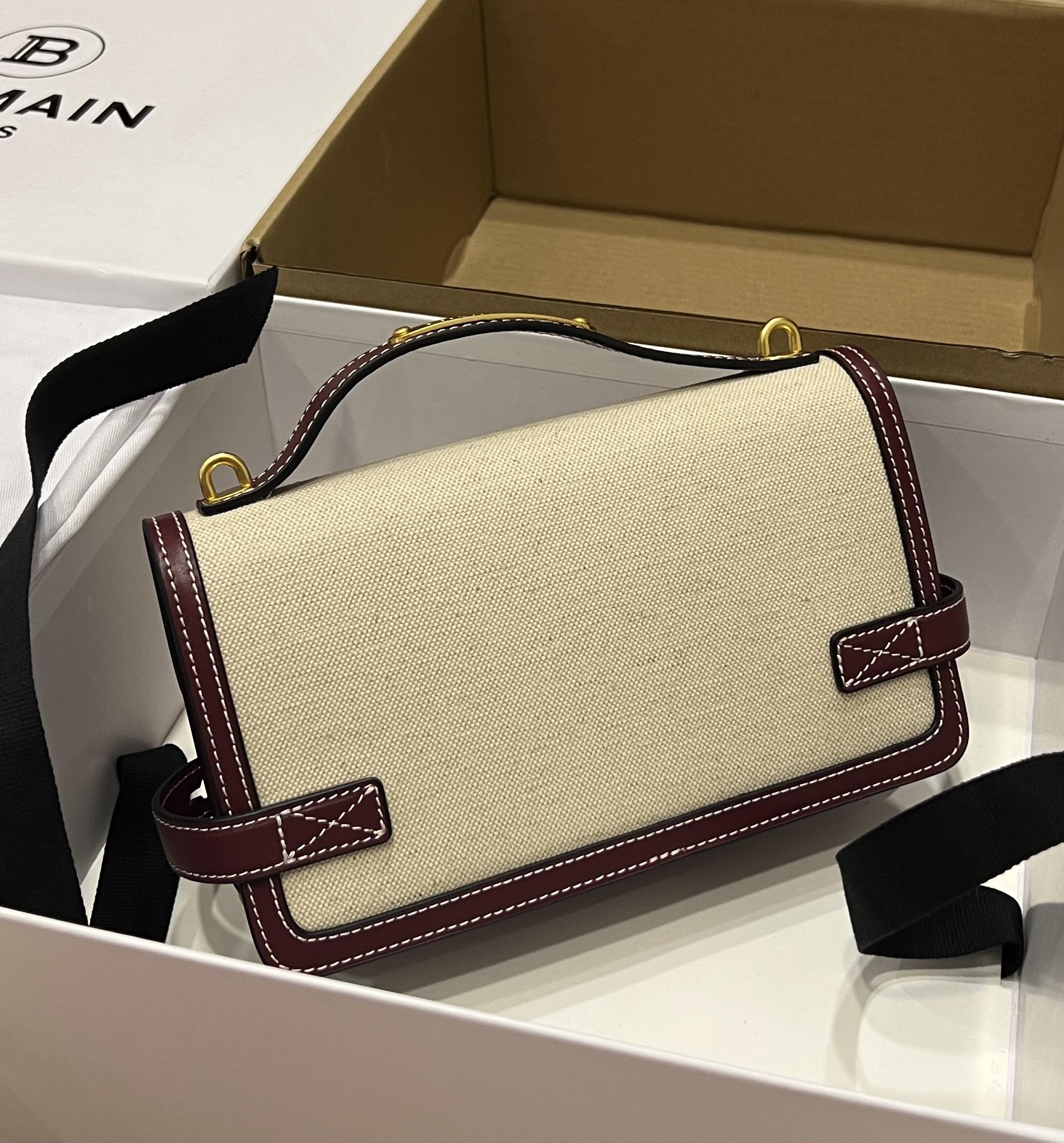bag BALMAIN Women B Buzz 24 Canvas and Leather Bag