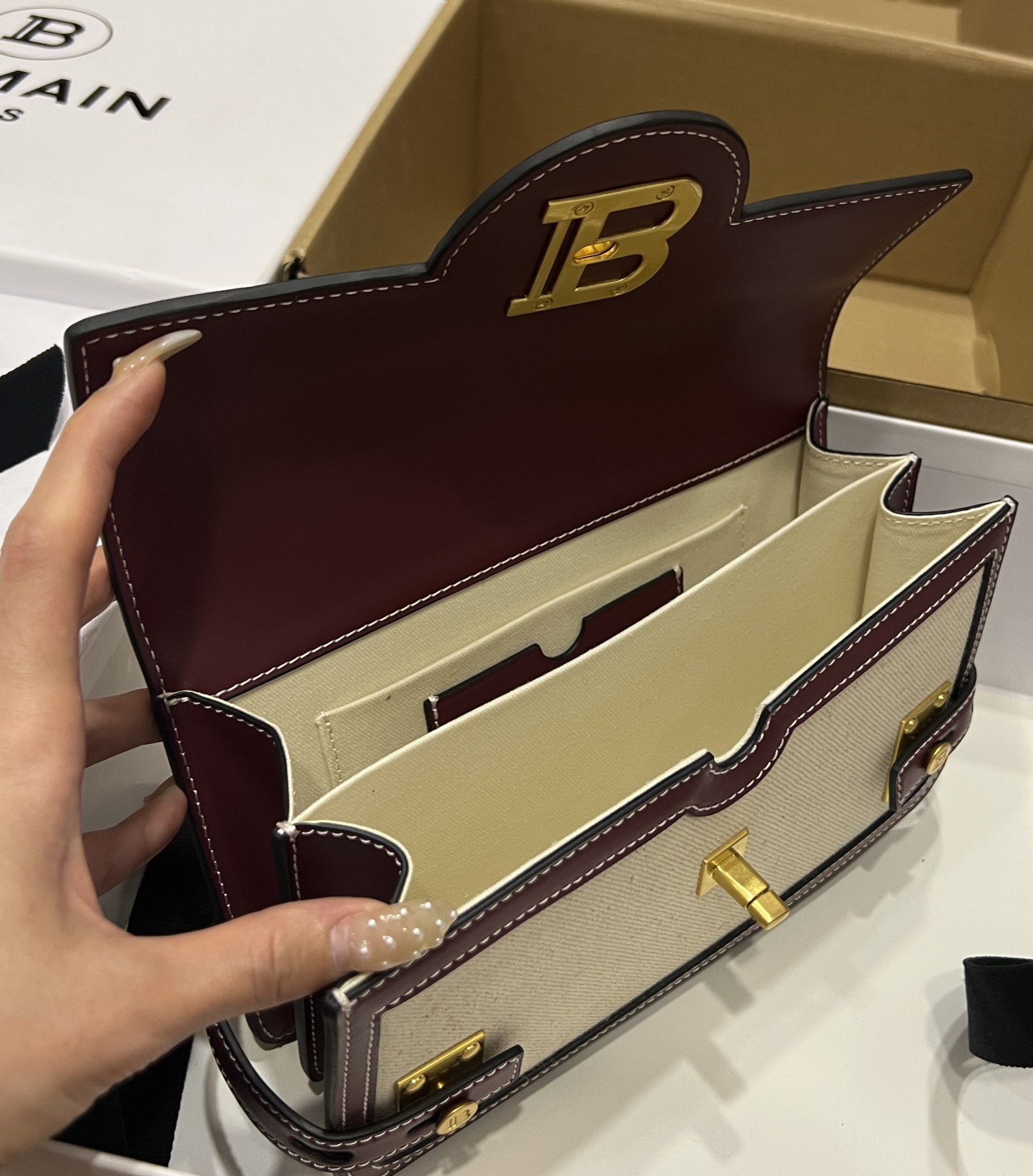 bag BALMAIN Women B Buzz 24 Canvas and Leather Bag
