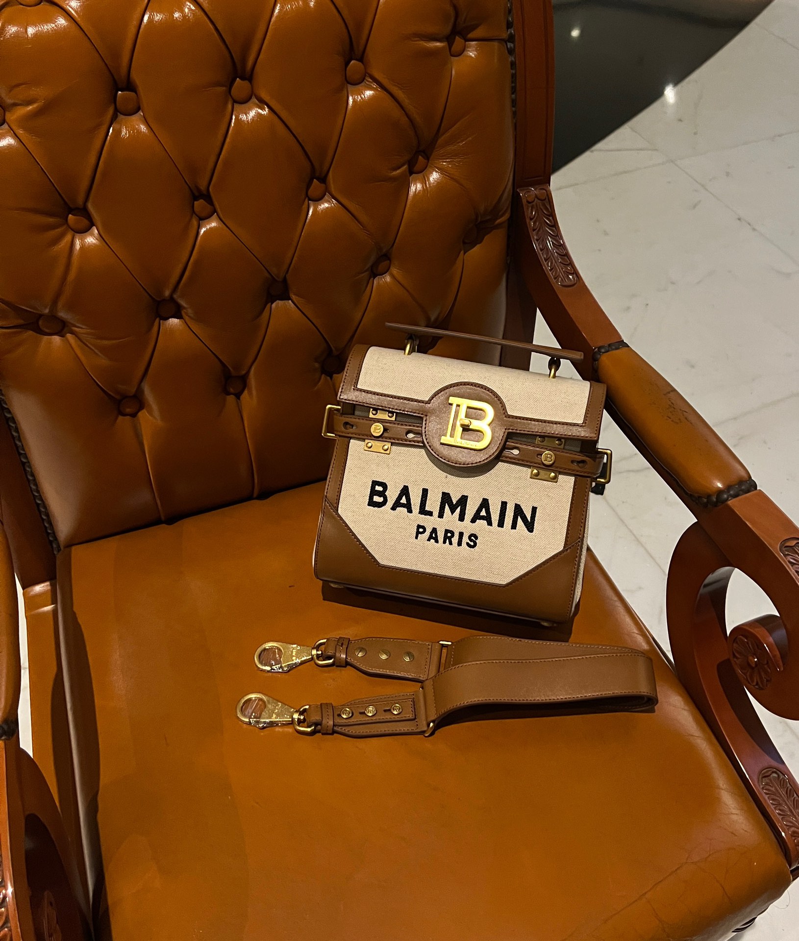 Balmain BBuzz 23 Logo Canvas Shoulder Bag