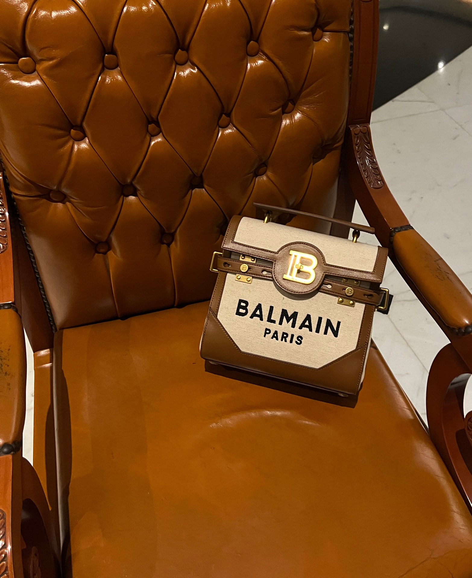 Balmain BBuzz 23 Logo Canvas Shoulder Bag