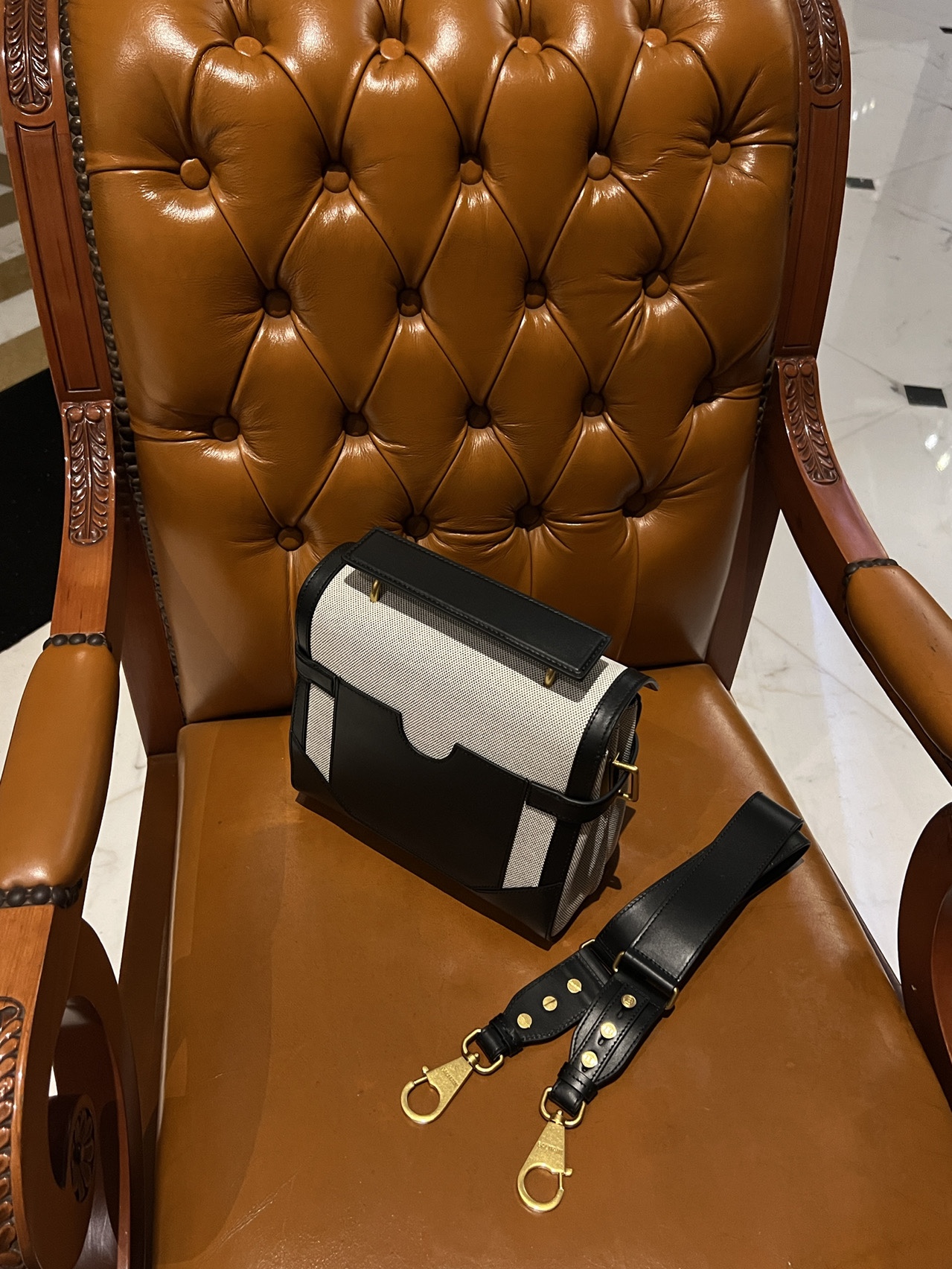 almain B-Buzz 23 canvas shoulder bag white - blackBALMAIN 00079
