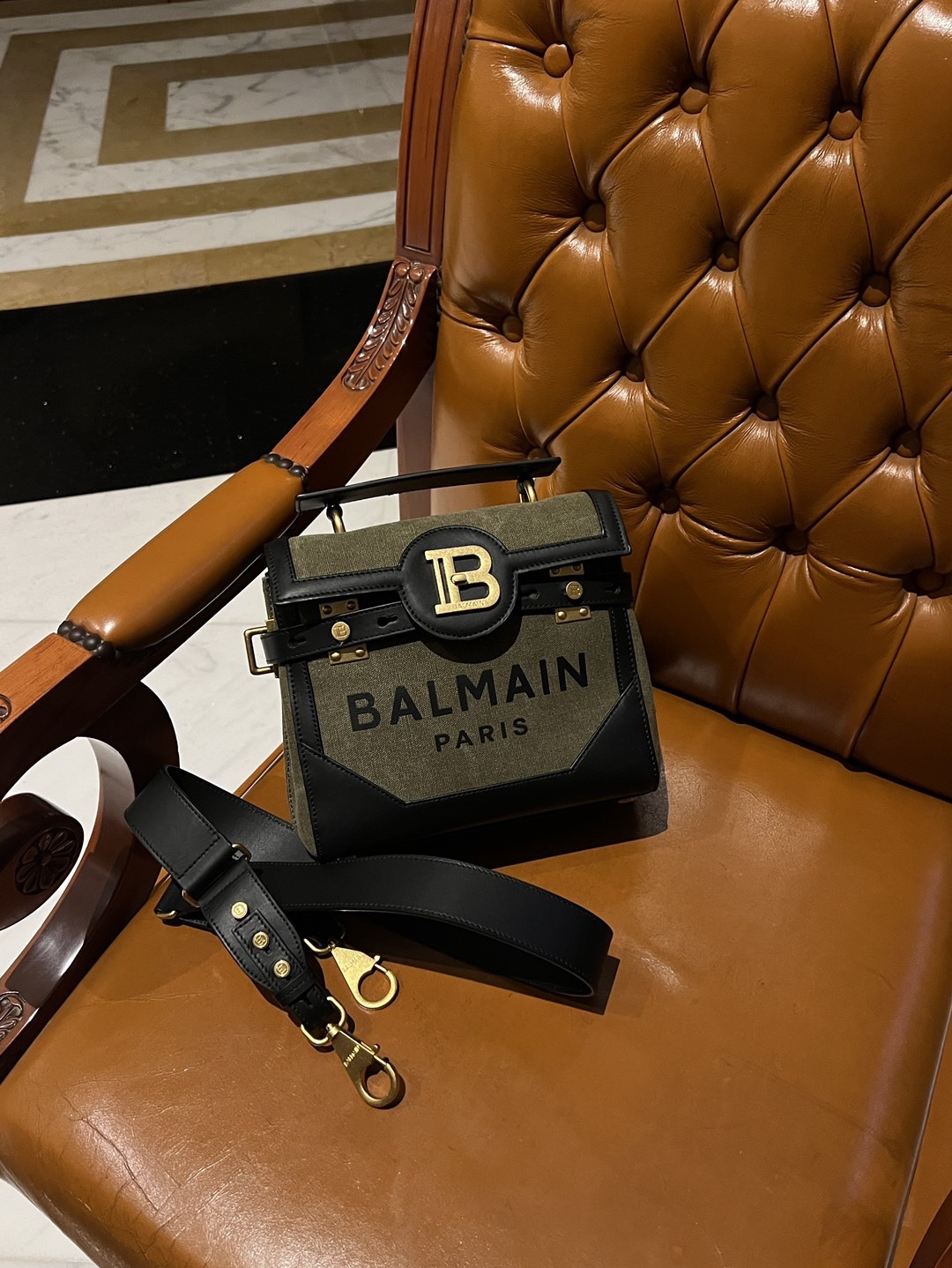 Balmain B-Buzz 23 Canvas Tote Bag | Green |