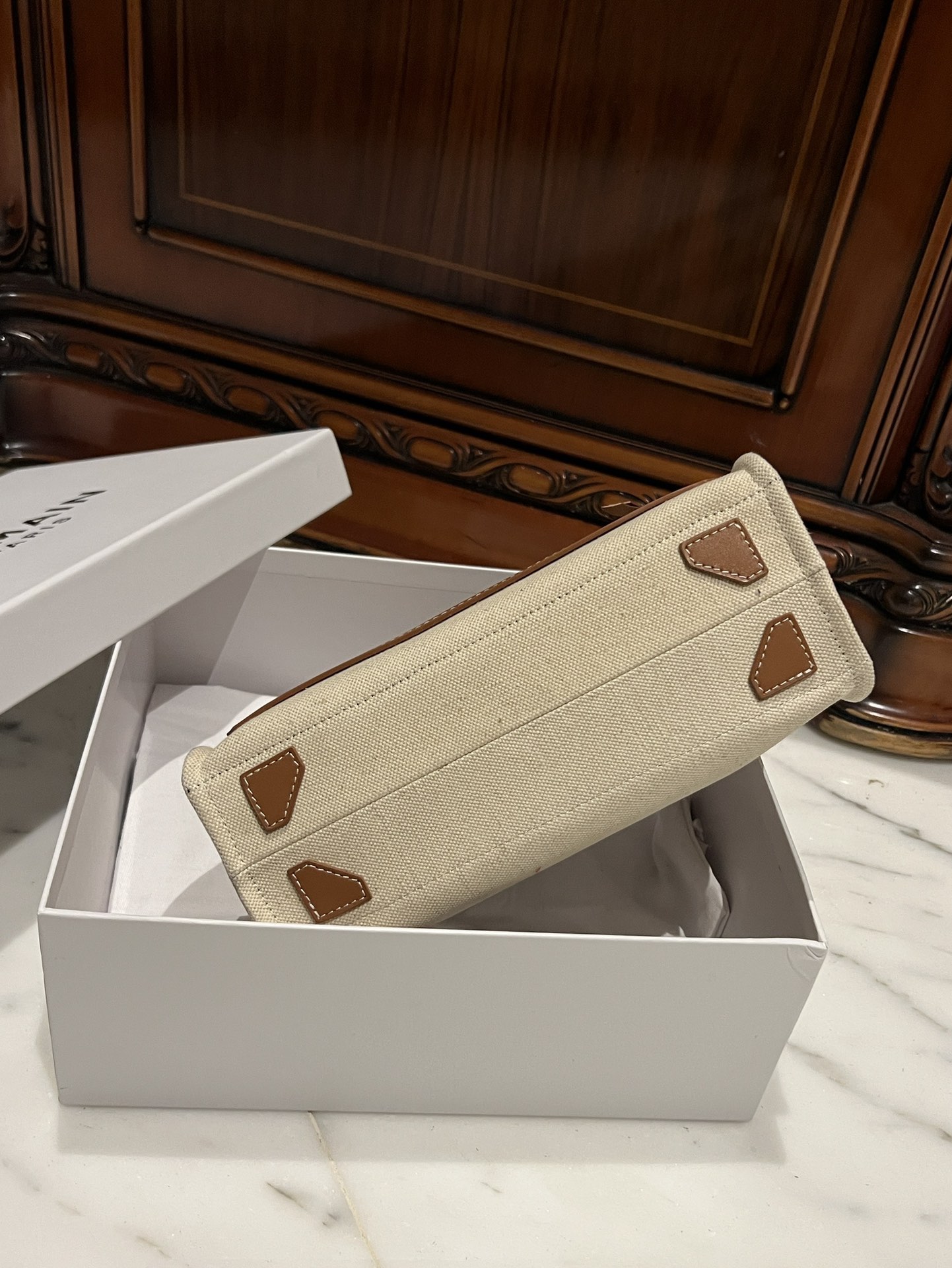 Balmain Mini B-Army Canvas Bag | Neutrals