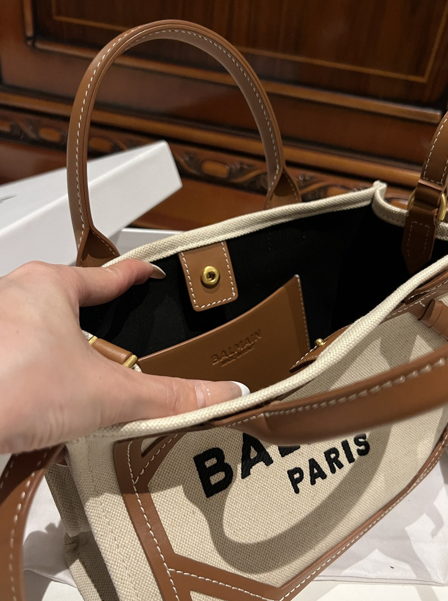 Balmain Mini B-Army Canvas Bag | Neutrals