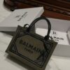 BALMAIN B Army 42 khaki green & black canvas & leather tote