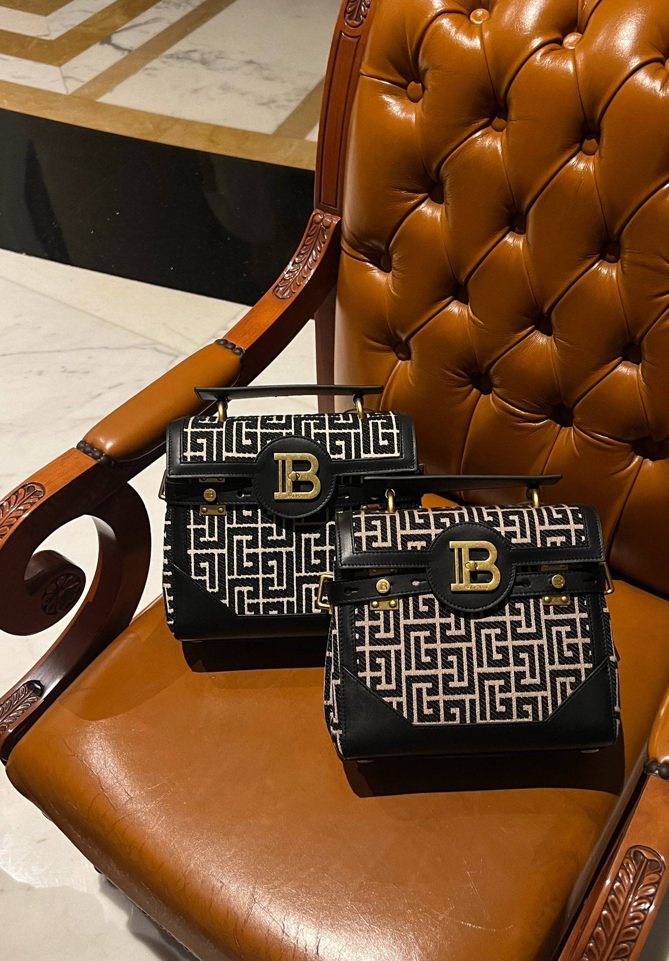 Balmain B-Buzz 23 bag in jacquard and leather - Women | BALMAIN BALMAIN 00109
