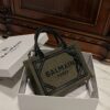 BALMAIN B Army 42 khaki green & black canvas & leather tote