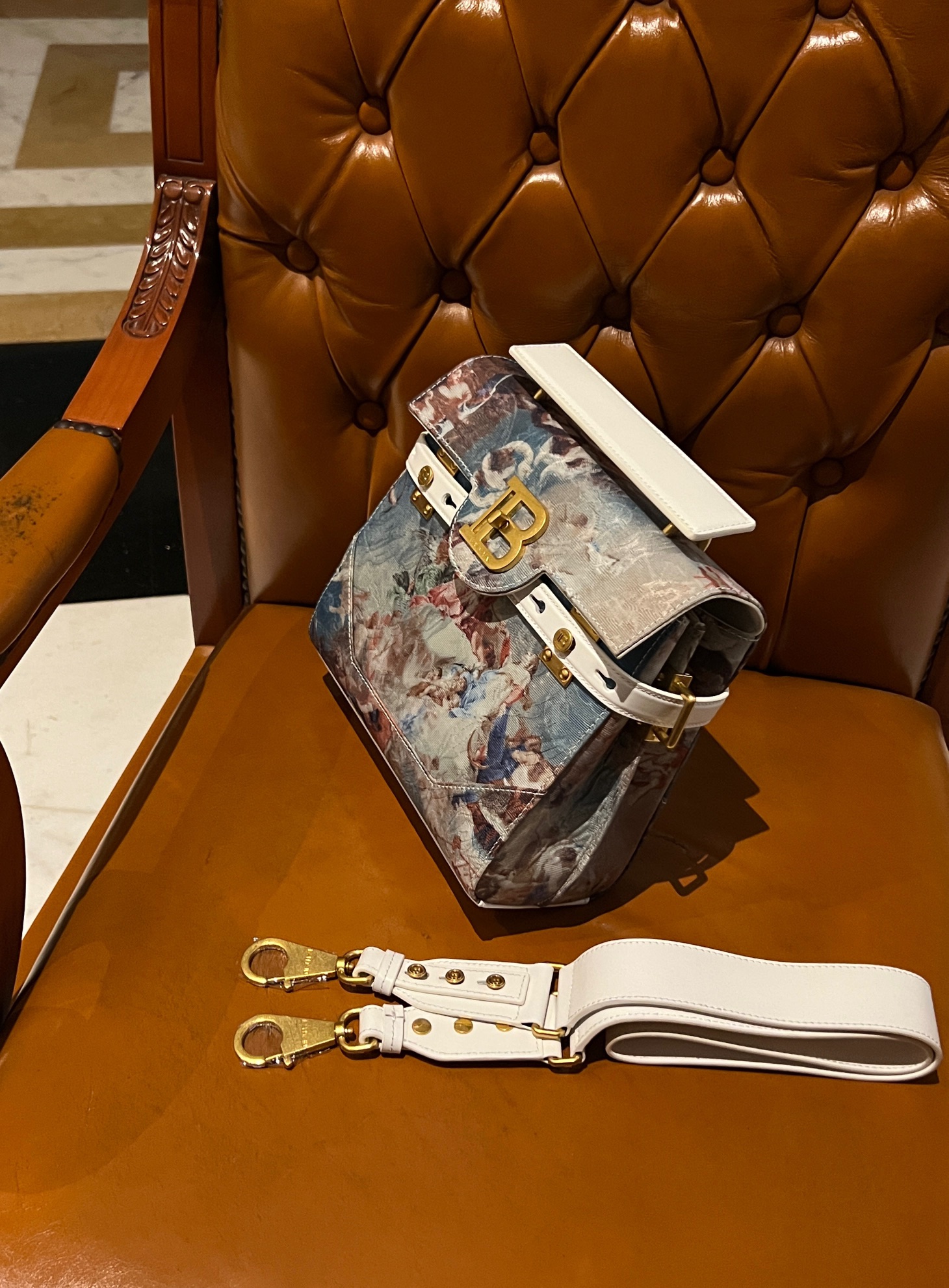 Balmain BBuzz 23 Sky-Print Canvas Satchel Bag  BALMAIN 00119