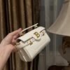 Balmain White B-Buzz Grained Calfskin Bag |