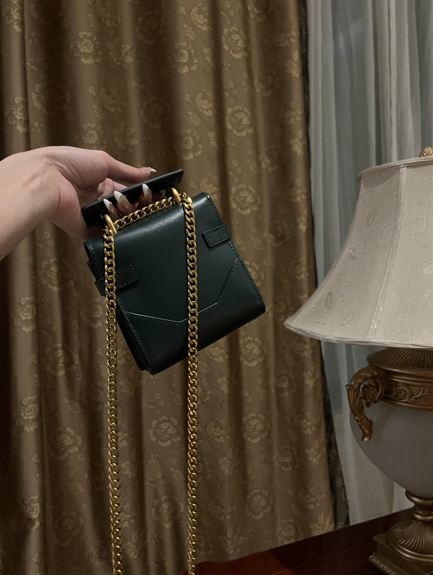 Buy Balmain green  B-Buzz 23 Mini Bag in Smooth Leather Fo