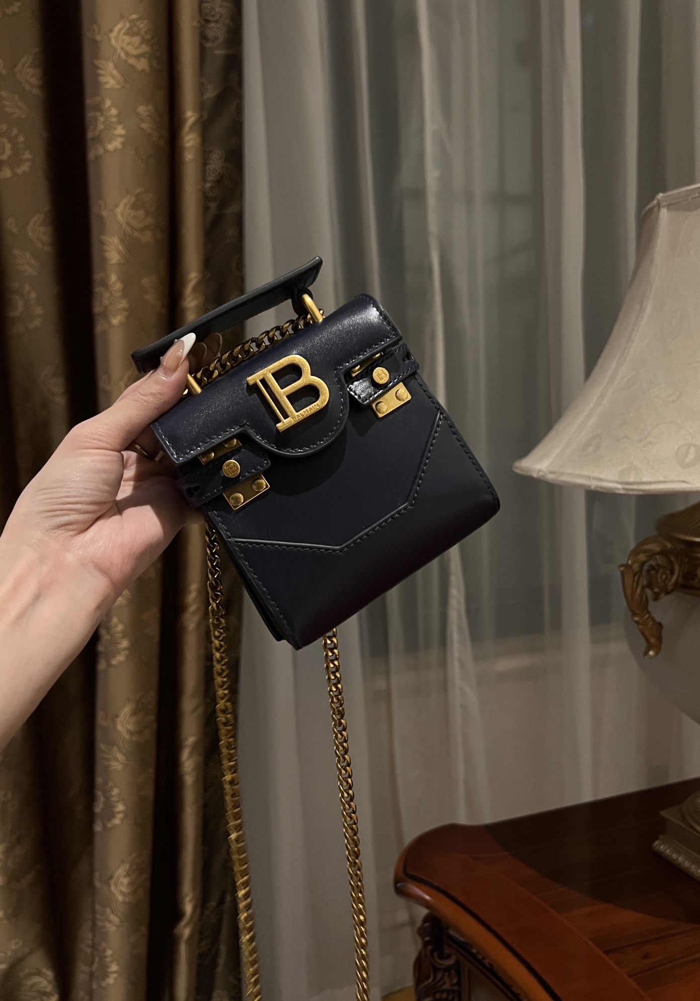 B-Buzz Mini 12 leather bag black – Women | BALMAIN 00149