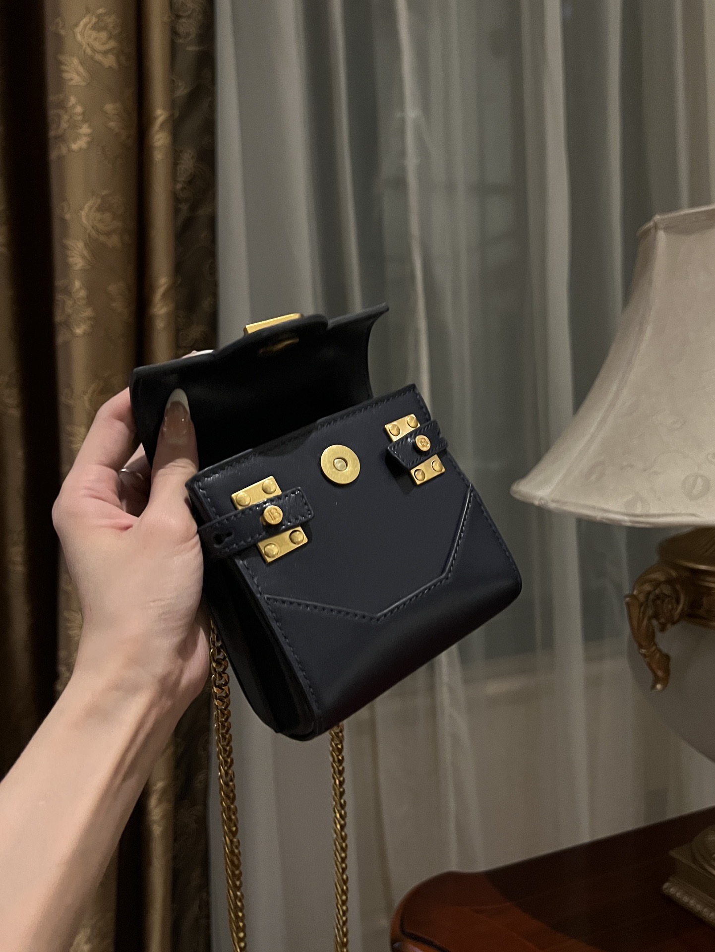 B-Buzz Mini 12 leather bag black - Women | BALMAIN 00149