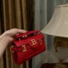 Balmain Smooth leather B-Buzz 24 bag in red- Women | BALMAIN