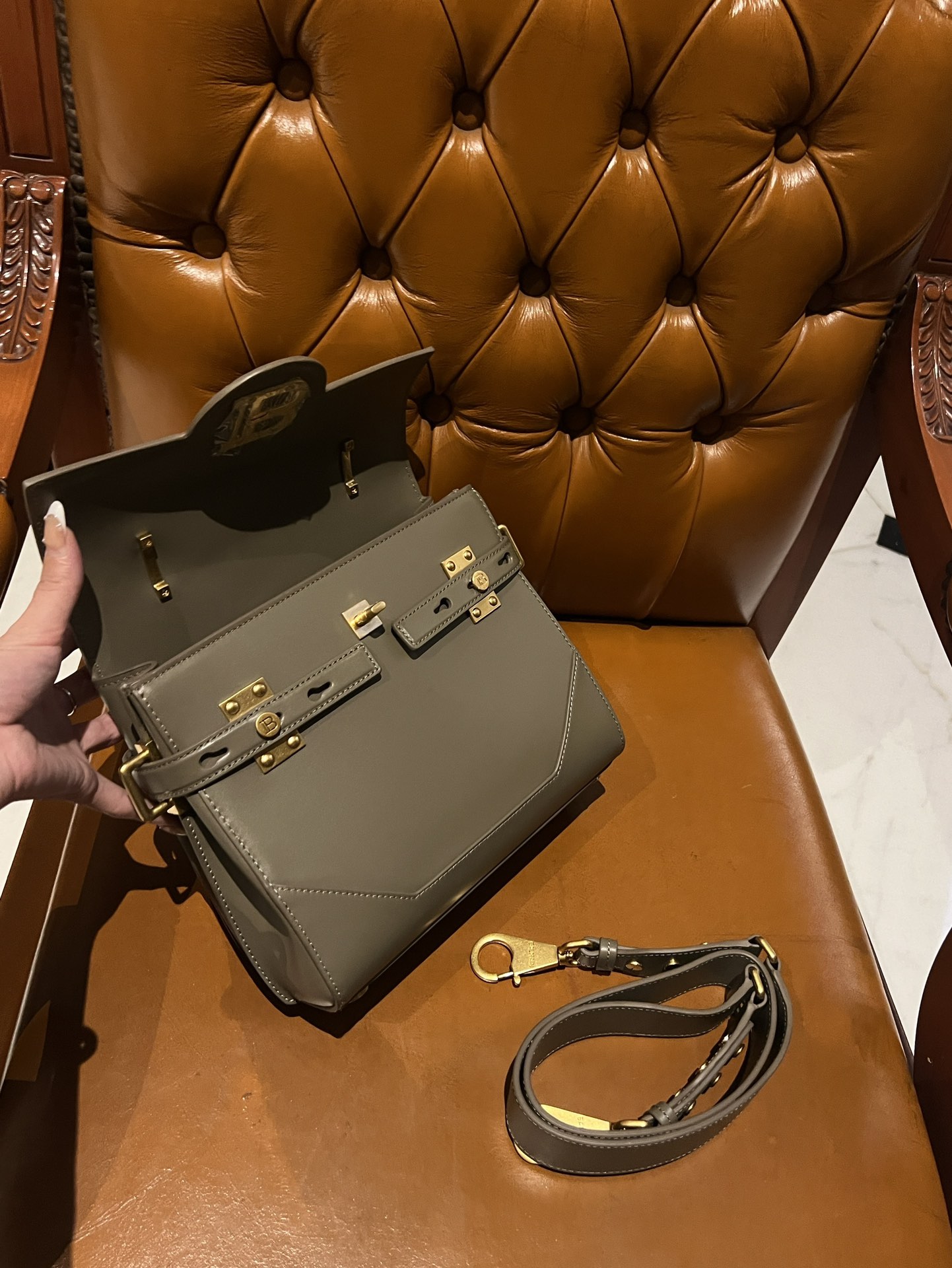 Balmain B Buzz Small Shoulder Bag In green LeatherBALMAIN 00209