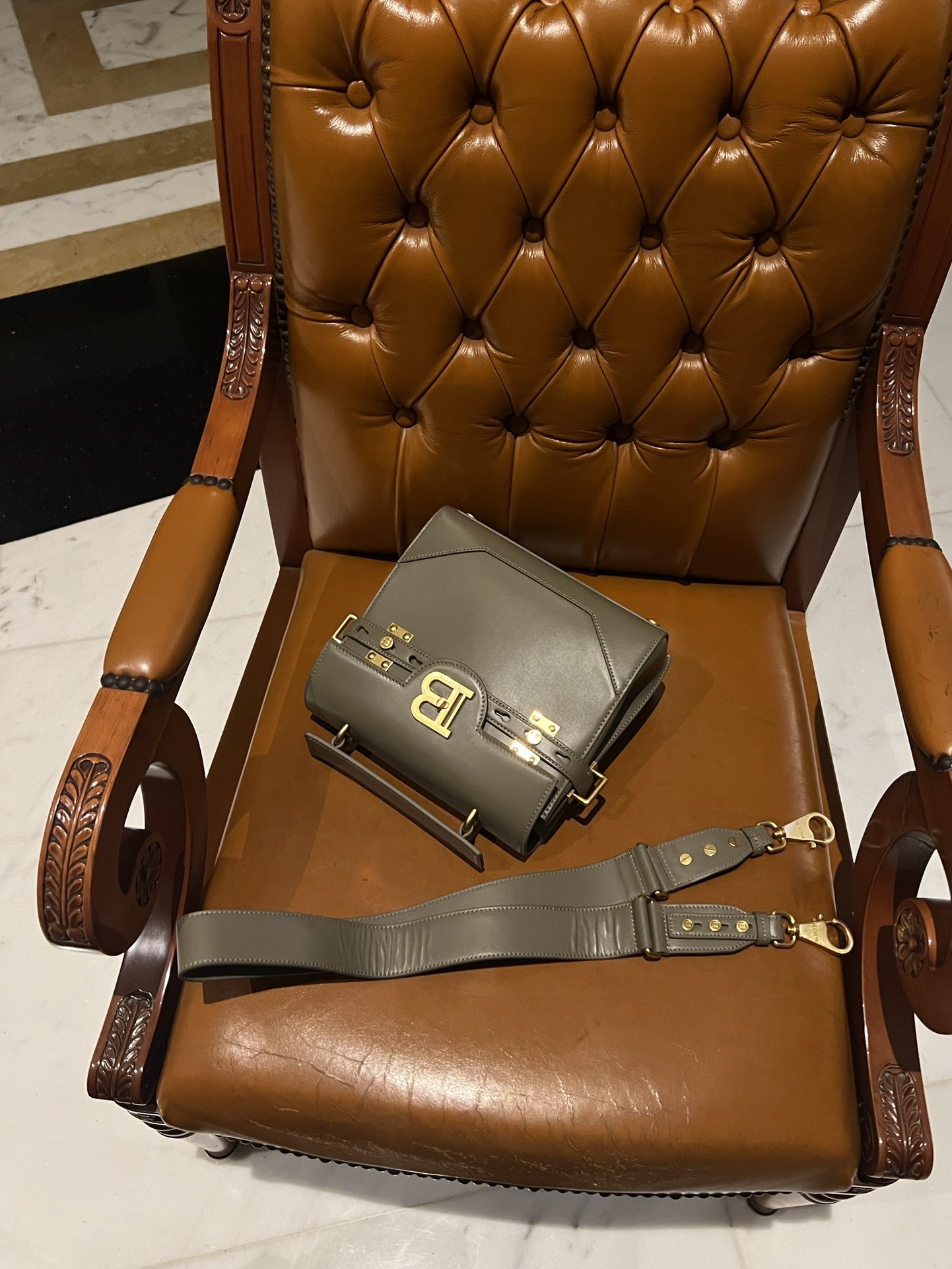 Balmain B Buzz Small Shoulder Bag In green LeatherBALMAIN 00209