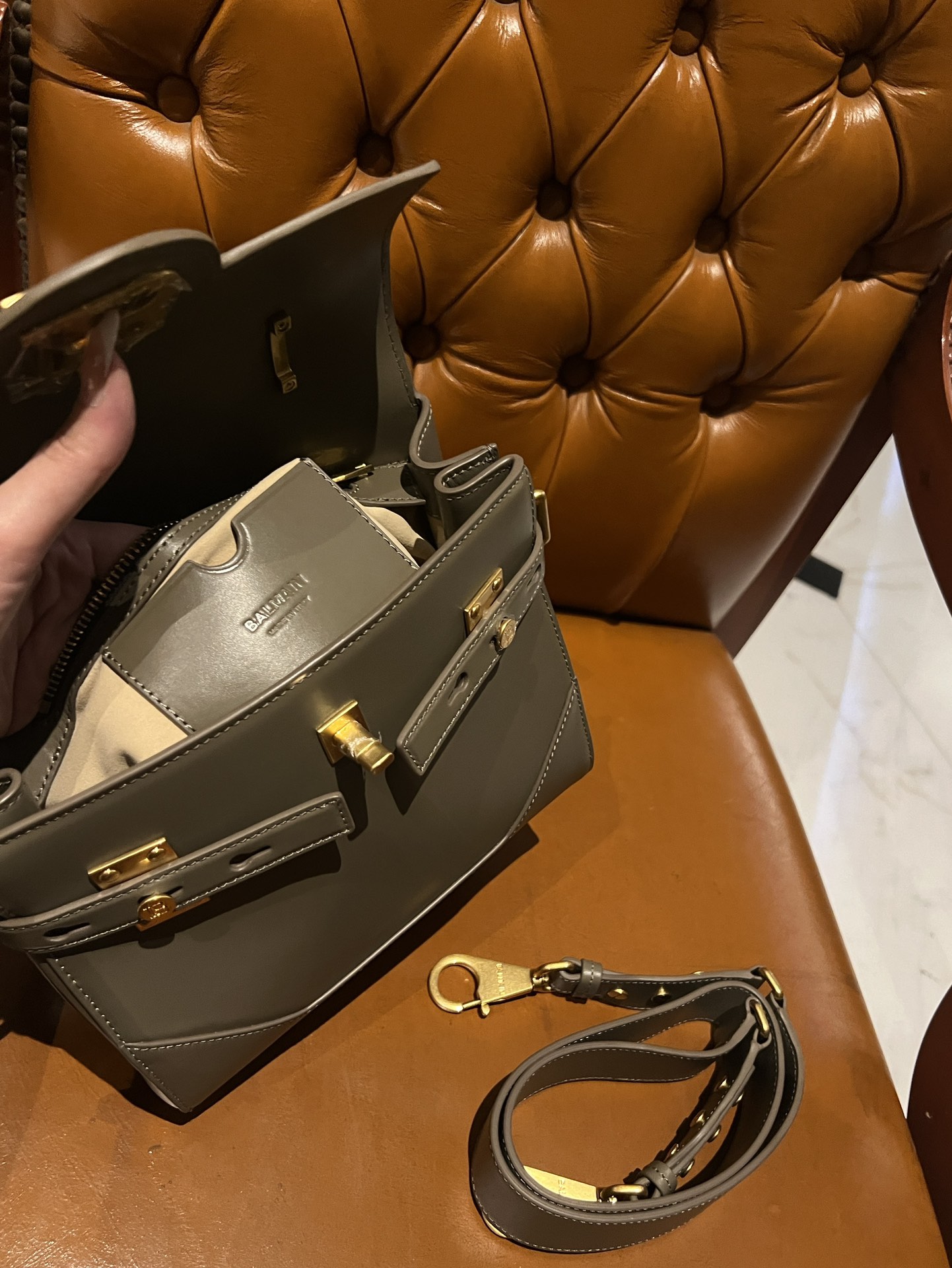 Balmain B Buzz Small Shoulder Bag In green LeatherBALMAIN 00209