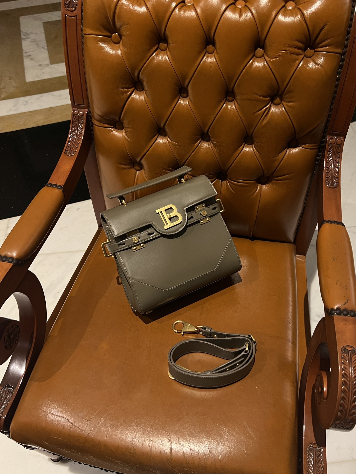 Balmain B Buzz Small Shoulder Bag In green LeatherBALMAIN 00209