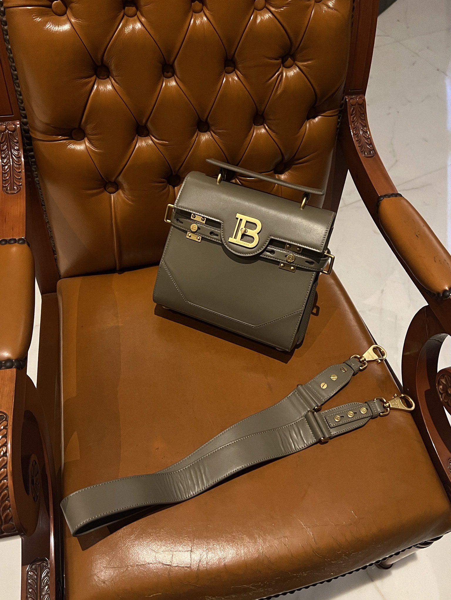 Balmain B Buzz Small Shoulder Bag In green LeatherBALMAIN 00209