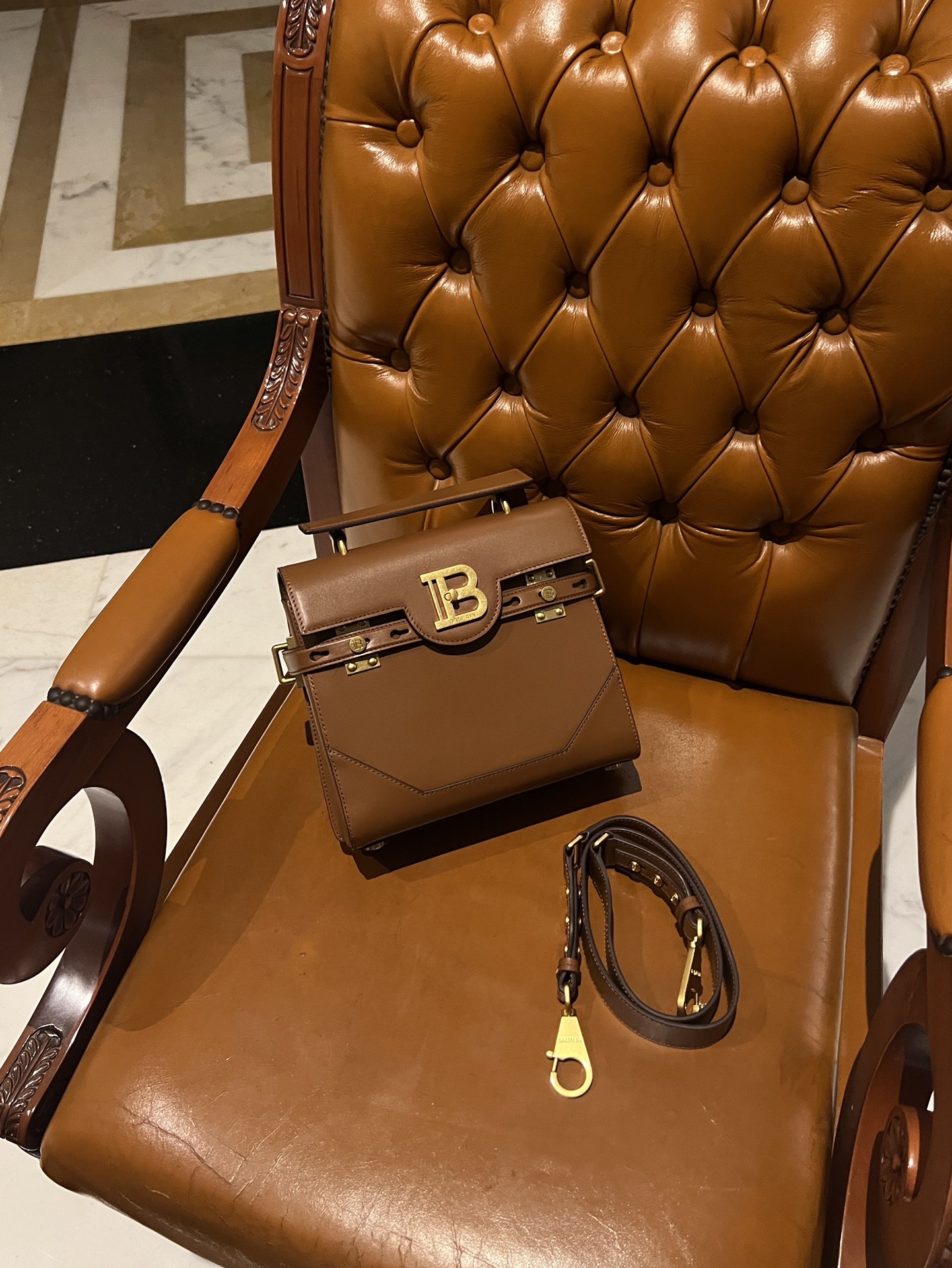 Balmain Brown Calf Leather B-Buzz 18 Satchel France - Balmain | MyPrivateDressing BALMAIN 00249